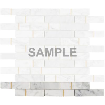 Carrara White Marble Stone Gold Metal Inlay Interlocking Kitchen Tile Backsplash