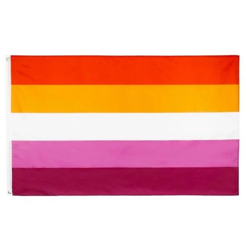 DREI 3 x lesbisches Flaggenbanner 5 x 3 LGBT Gay Pride Regenbogen 5 Streifen - Bild 1 von 1