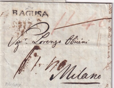 15582-KINGDOM OF THE TWO SICILIES, PREF., RAGUSA FOR MILAN, SIGNATURE ANTONIO NOBILE, 1819