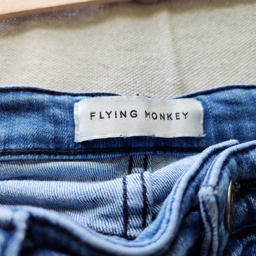 Flying Monkey Jeans Womens 29 Blue Ankle Raw Hem Distressed Stretch 29x26 - Picture 10 of 16