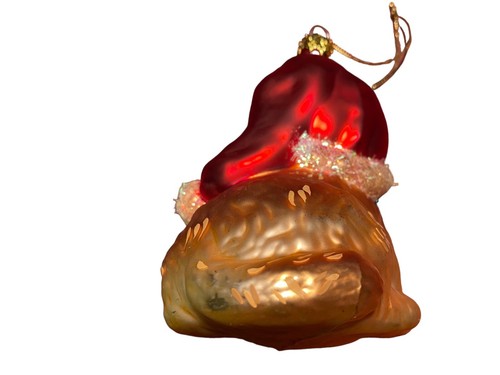 Cappello Babbo Natale Rosso Decorazione Vetro Soffiato Cucciolo Cane Golden Retriever - Foto 4 di 5