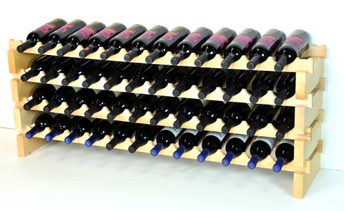 Portavini modulare impilabile 48-144 bottiglie capacità scaffali legno di faggio solido 12X - Foto 12 di 20