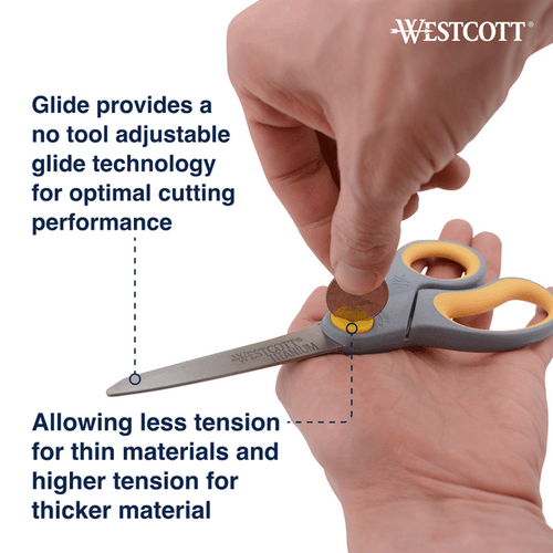 Westcott Titanium Bonded 8" Glide Straight Scissors, Grey/ Yellow, Office, - Picture 4 of 9