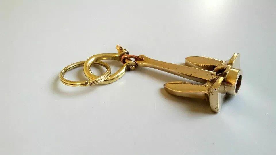 Lote de 10 Llaveros Ancla Latón Náuticos Nuevos Hechos a Mano Decoración Estilo Regalo Diseñador