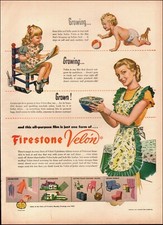 1947 Vintage ad Firestone Velon retro film material fabric art 12/15/23