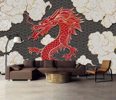 Papier peint mural 3D Red Dragon Cloud ZHUB3056 amovible ventes exceptionnelles auto-adhésif Ann