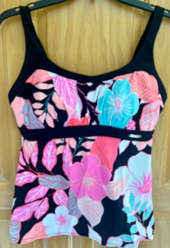 Zero Xposure Gr. L Tankini Badeanzug Oberteil schwarz mit bunten Blumen