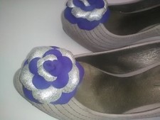 Rose Echtleder Schuhpins Set 2tlg. Handarbeit.