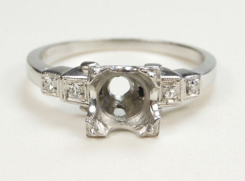 Antique 1920's Engagement Mounting Hold 6.5MM-7MM Platinum Ring Size 7 UK-N1/2