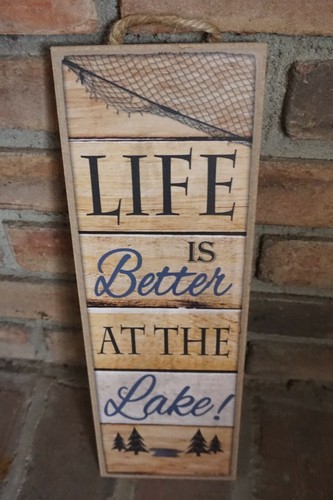 Red de Pesca Lago Casa Letrero Camping Lodge Canoa Barco Hogar Madera Rústica Decoración NUEVO - Imagen 6 de 6