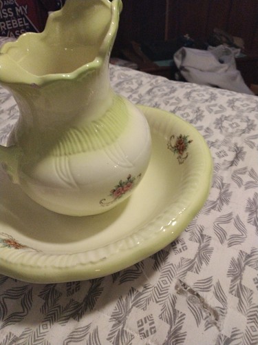 Vintage Ironstone 1890 England hellgrünes Becken & Krug. Top Zustand! - Bild 10 von 10