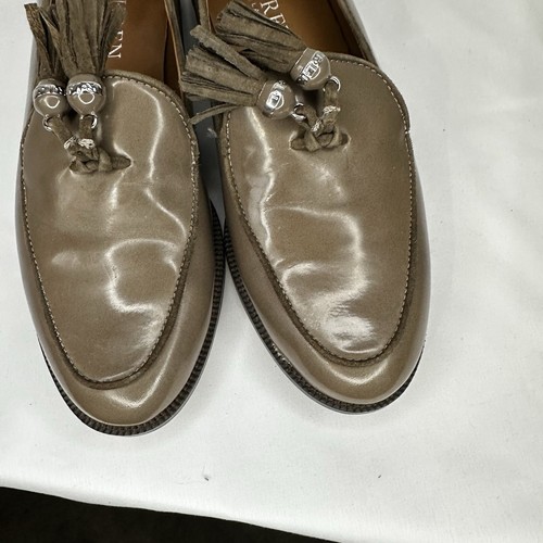 Lauren Ralph Lauren Brindy Spazzolato Tassel Loafers Taupe Patent Leather Sz. 5B - Picture 4 of 13