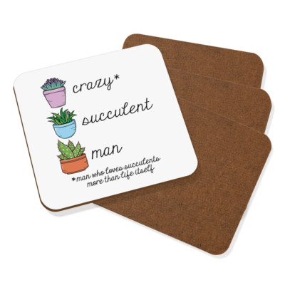 Crazy Succulent Man Untersetzer Getränke Matte 4er Set - Lustiger Witz Pflanze Vatertag