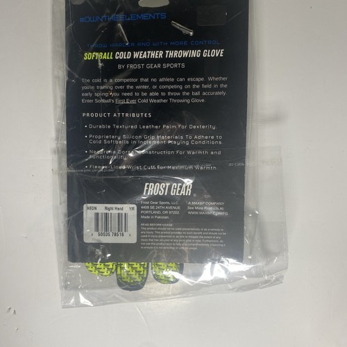 NEW Frost Gear Right Hand Cold Weather Throwing Glove Adult Large Neon Black - Picture 2 of 10