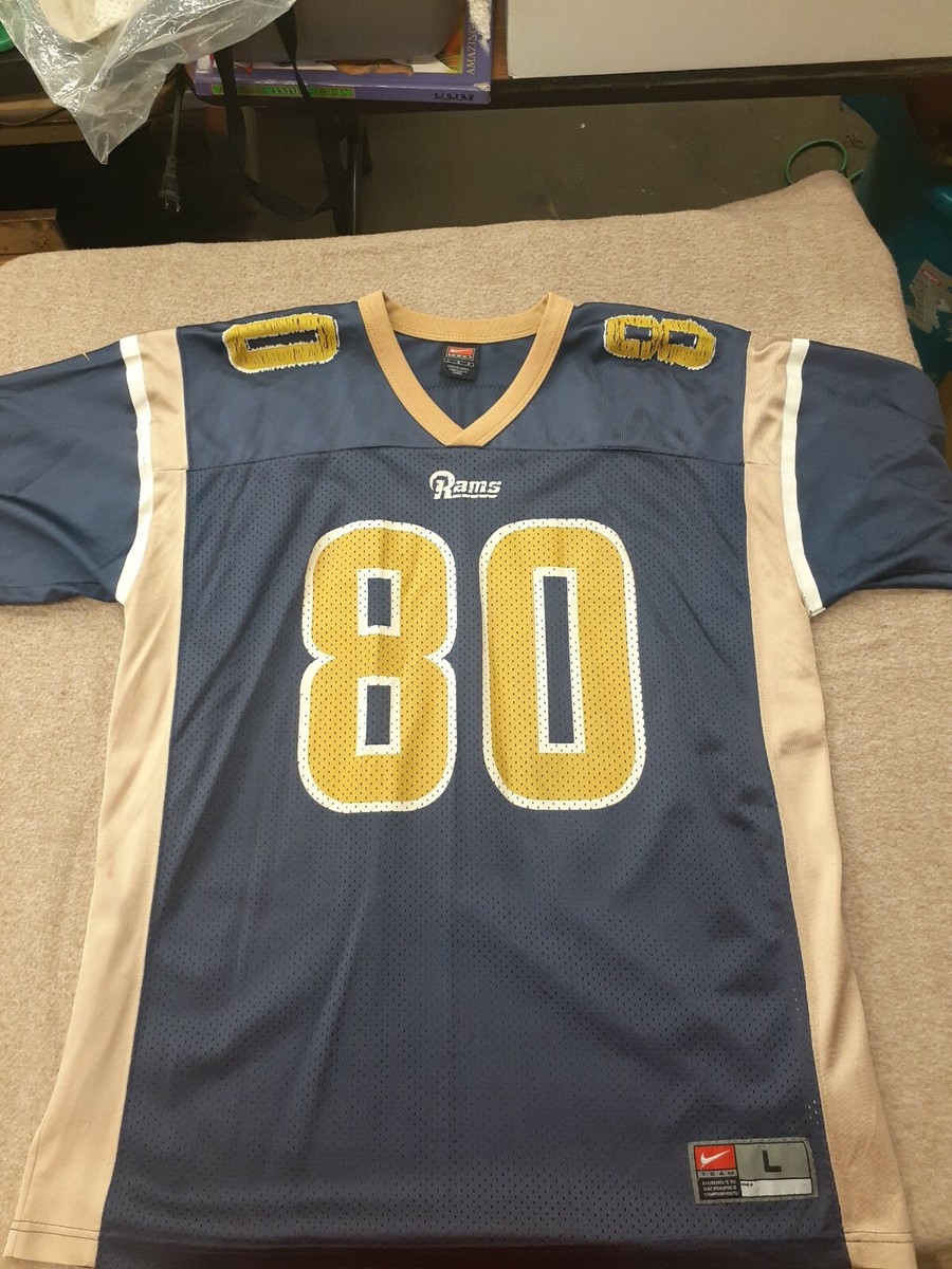 ISAAC BRUCE 80 St Louis Rams Men Blue Nylon Mesh Football Jersey L Nike Team