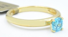 LAB CREATED 0.75 Cts BLUE TOPAZ SOLITAIRE RING 14k YELLOW GOLD PLATED - NWT