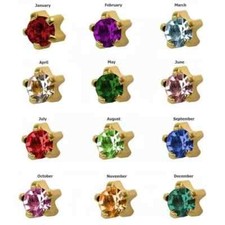 Birthstone 24K Gold Over Mini Surgical Stainless Steel Prong RD2.0 Stud Earrings