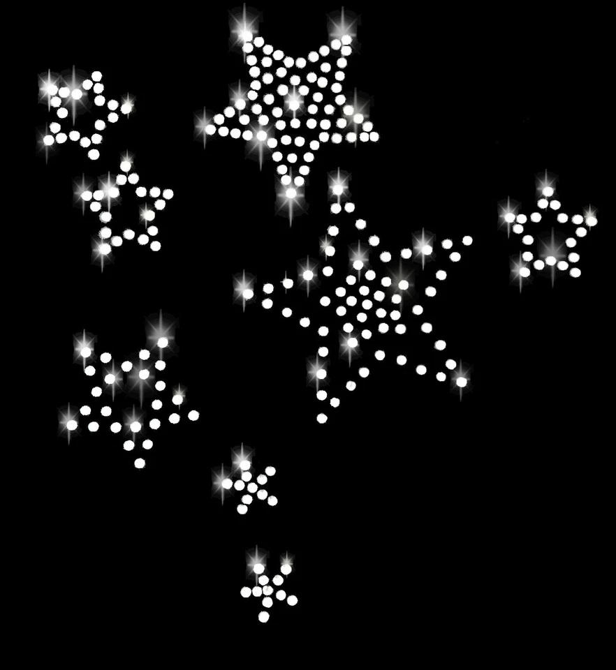 Strasssteine 8 Sterne Star Bügelbild Stern Hotfix Applikation silber weiß klar - Bild 4 von 4