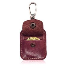 AA Medallion or Coin Holder, Leather Key Chain Snap Open Leather Case Reddish