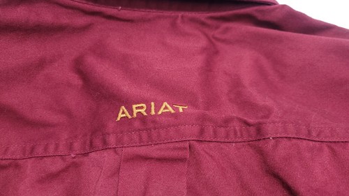 Mens Ariat Burgendy Button Down Dress Shirt Size Large Long Sleeve - Picture 11 of 11