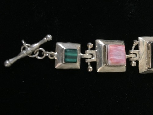 925 Sterling Silver Multi Gemstone Bracelet Marked Thailand 925 - Picture 3 of 7