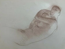 EROTIC - ORIGINAL DRAWING - NUDE STUDY - PROVENCAL PAINTER & ARTIST - N°182