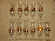 SET OF 11 Hard Rock Cafe Hurricane Cocktail Drinking Glasses EXCELLENT COND.