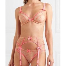    AGENT PROVOCATEUR Brie Satin-trimmed Embroidered Tulle Underwired Bra In Pink