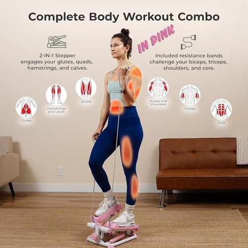 Upgraded Mini Stepper with Resistance Bands & SunnyFit App - Ideal Home Exercise - 第 4/8 張圖片
