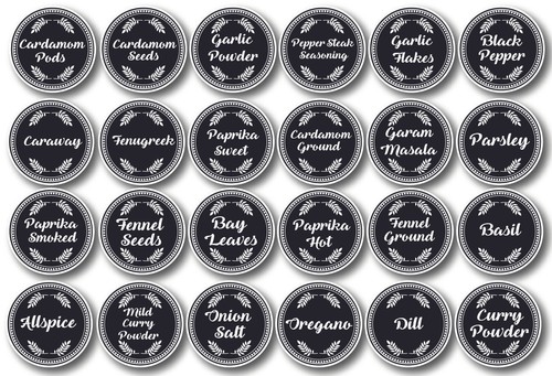 120 Vinyl Black Spice Labels Leaves Design Matching Pantry Labels Available - Picture 4 of 8