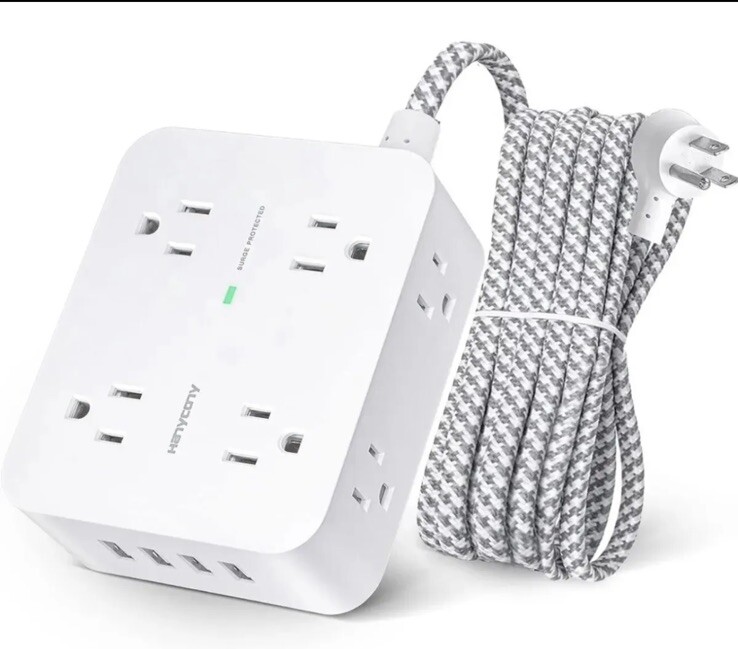 Surge Protector Power Strip, HANYCONY 8 Wide Outlets with 4 USB Charging Ports,-image