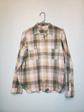 Gap Women's Sz M Shirt Long Sleeve Multicolor Plaid Button Front Top 100% Cotton