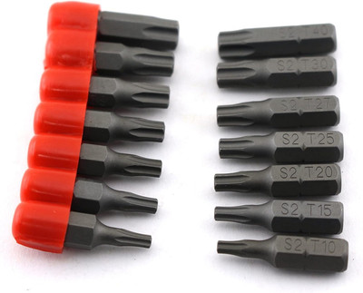 14 Pc T10-T40 Torx 6 Point Impact Ready 1 Inch Long Screwdriver Insert Bit Set