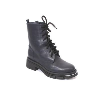 Vernissage 48239c Navy Blue Leather Zip-Up Lace-Up Ankle Boots 36 / US 6
