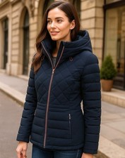 Tommy Hilfiger Sm Women Hooded Stretch Shell Quilted Jacket Zip-up Winter Coat