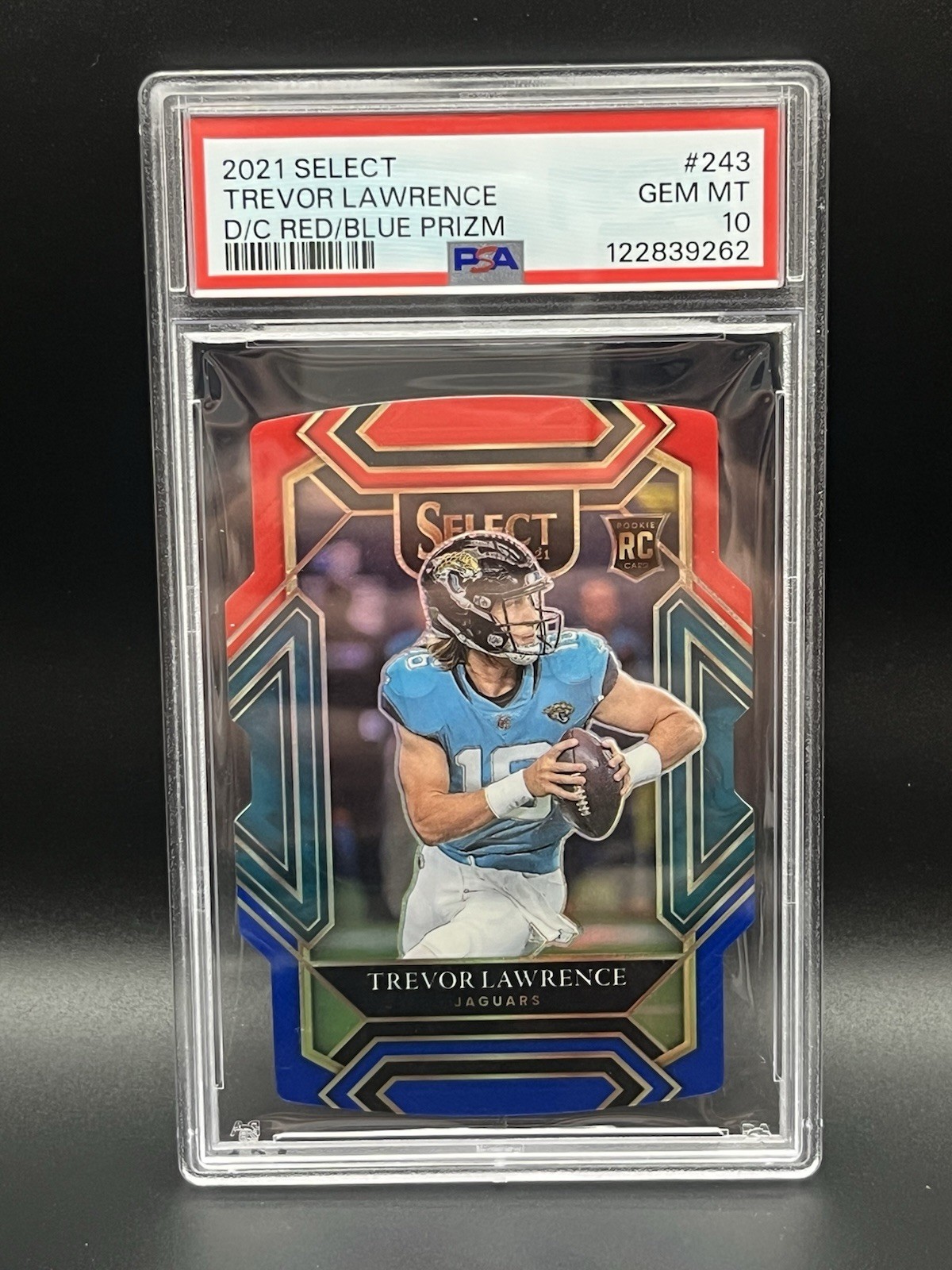 Trevor Lawrence Panini Select #243 Die-Cut Red/Blue Prizm