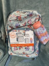Wonder Nation Kids Cats/Floral Backpack Set - Blue and Purple NWT
