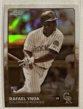 2015 Topps Chrome Baseball Rafael Ynoa Sepia Refractor Rookie RC Card #108. rookie card picture