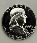 1962 1963 Franklin Half Dollar Proof Silver 2 Coin Lot Set #1166