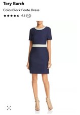 Tory Burch Color-Block Ponte Dress Small Navy And Light Blue- $378 Retail