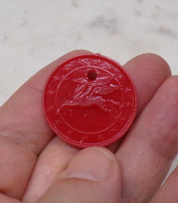 1955-1966 Mobil Red Pegasus Service Oil Gas Station Advertising Keychain Promo-B
