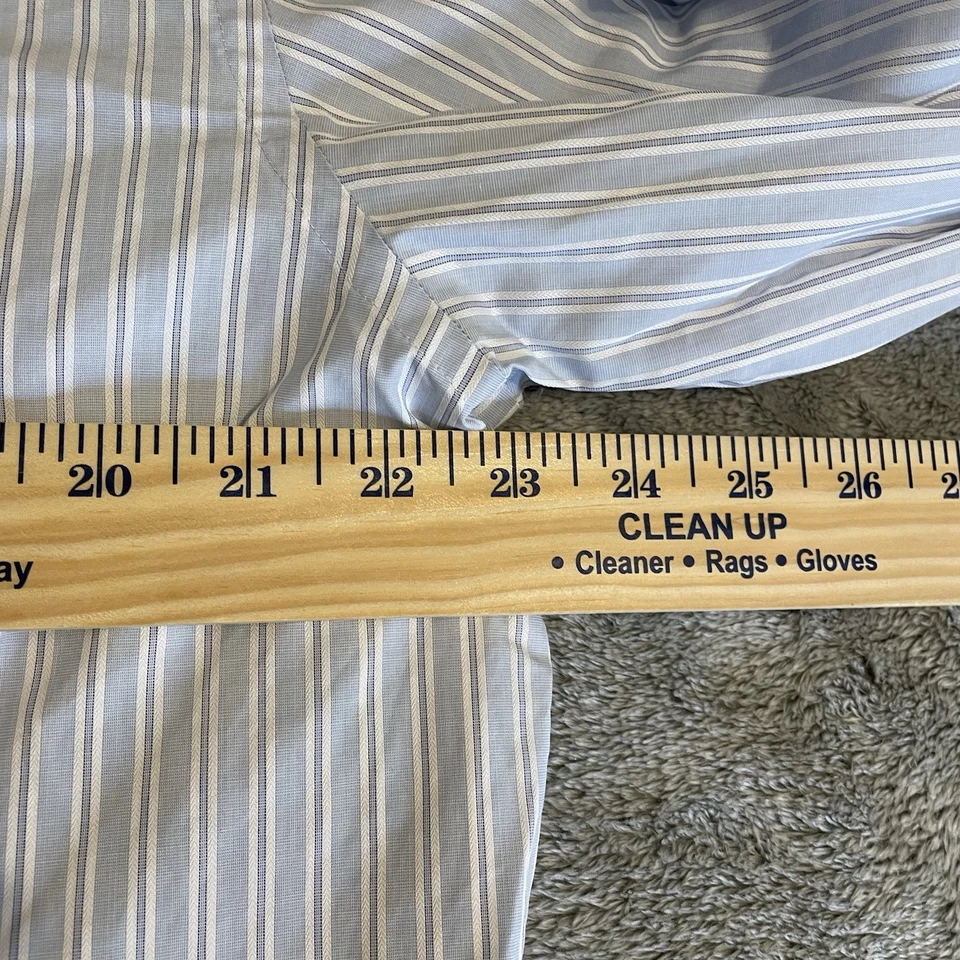 Canali 正装衬衫男式 40-17 长袖纽扣法式袖口意大利条纹 — 第 4/4 张图片