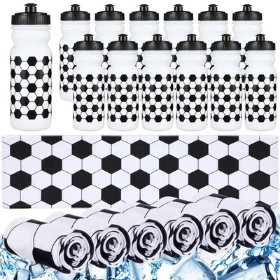 24 Pieces Soccer Team Gifts Set Include 12 Pcs 20 oz Plastic Soccer Water Bot...