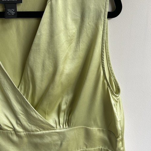 NWOT Avenue 100% Silk Tank Top Satin Green Relaxed Business Casual Sz 14/16 - Picture 3 of 14
