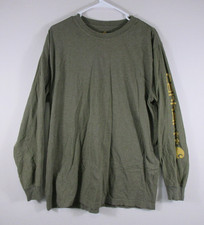 Carhartt Mens Crew Neck Graphic T-Shirt Original Fit Long Sleeve Size M Green