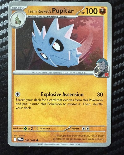 Team Rocket's Pupitar 095/182 Sv10: Destined Rivals Regular - Picture 1 of 1