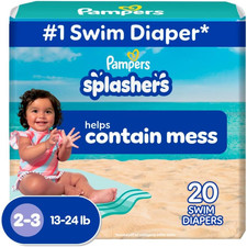 Pampers Swim Diapers - Splashers - Size M, 18 Count, Gap-Free Disposable Baby