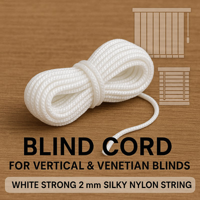 Jalousie Kordel weiß stark 2mm seidig Nylon Schnur Vorhang Fenster DIY