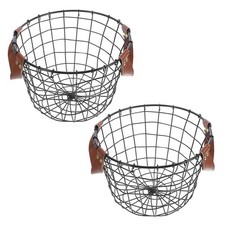  2 Pcs Metal Wire Blanket Basket Indoor Firewood Storage Fireplace Bin