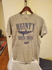 Vintage Jaws Shirt Adult Medium Gray Amity Island Shark Fishing Quints Movie 
